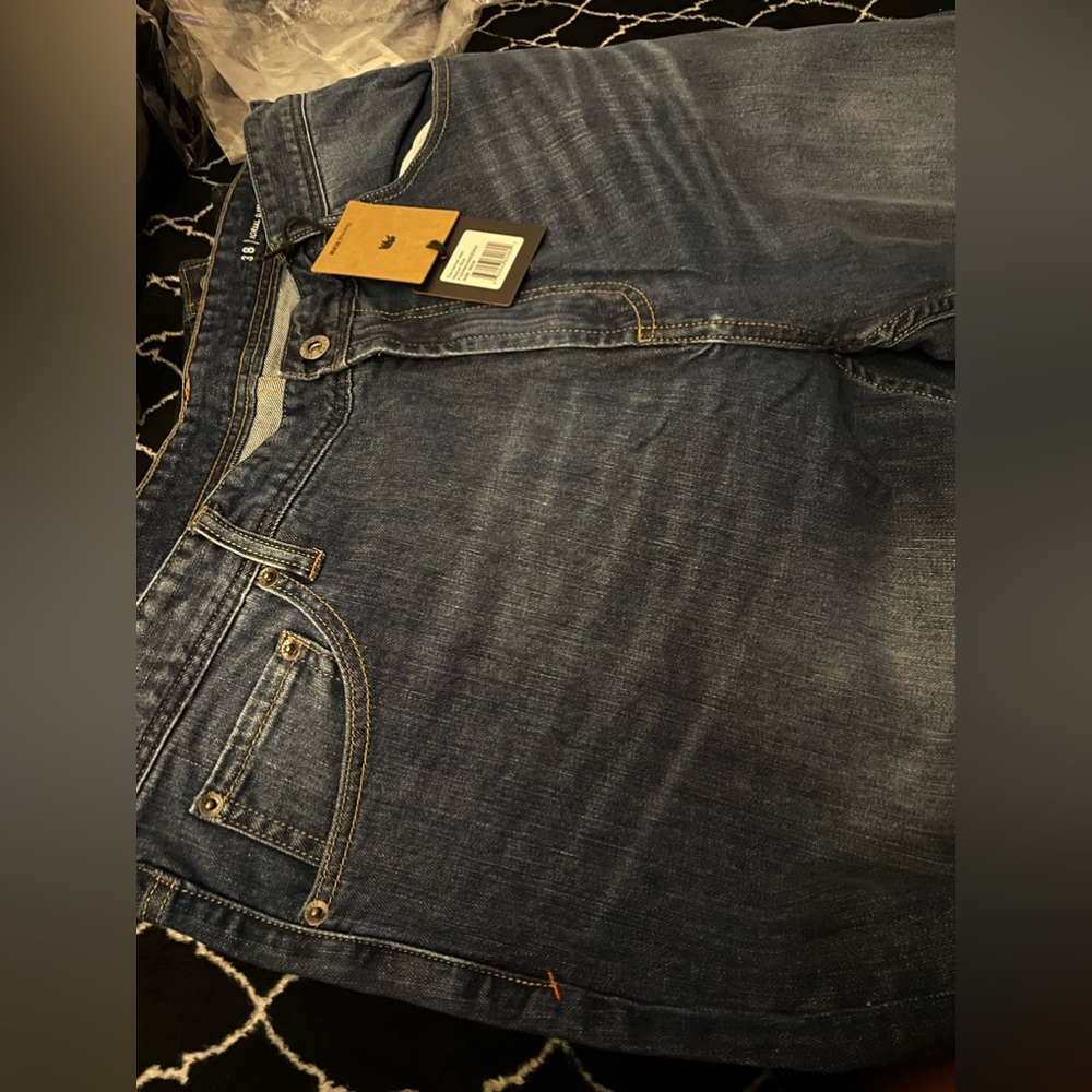 NWT The Normal Brand Medium blue was jeans 38x34 sturdy with a bit of stretch.